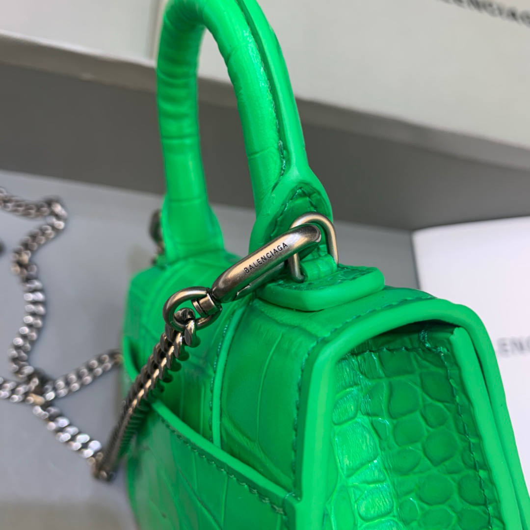 Balenciaga Hourglass Mini Handbag With Chain In Green, For Women, Women’s Bags 4.7in/12cm