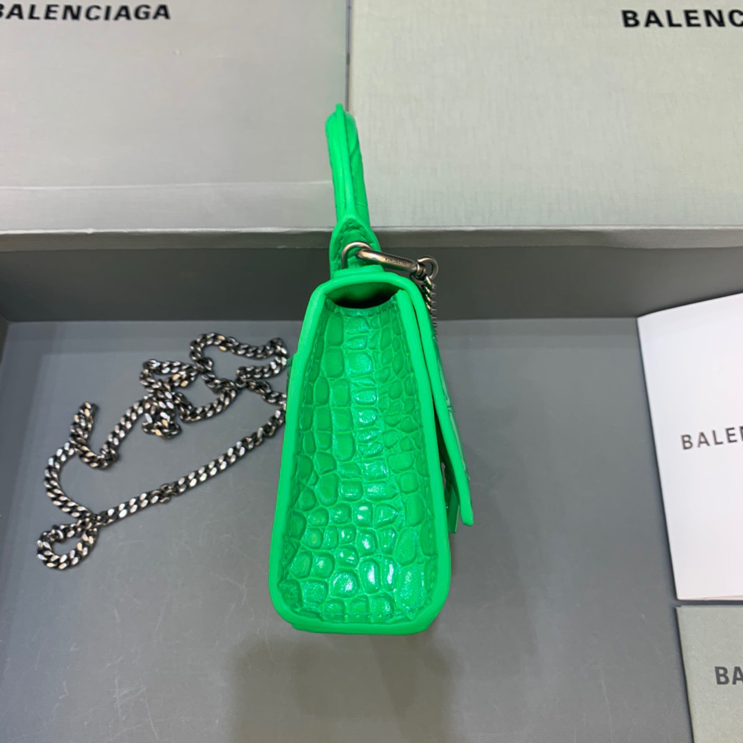 Balenciaga Hourglass Mini Handbag With Chain In Green, For Women, Women’s Bags 4.7in/12cm