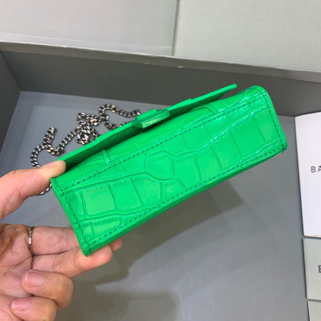 Balenciaga Hourglass Mini Handbag With Chain In Green, For Women, Women’s Bags 4.7in/12cm