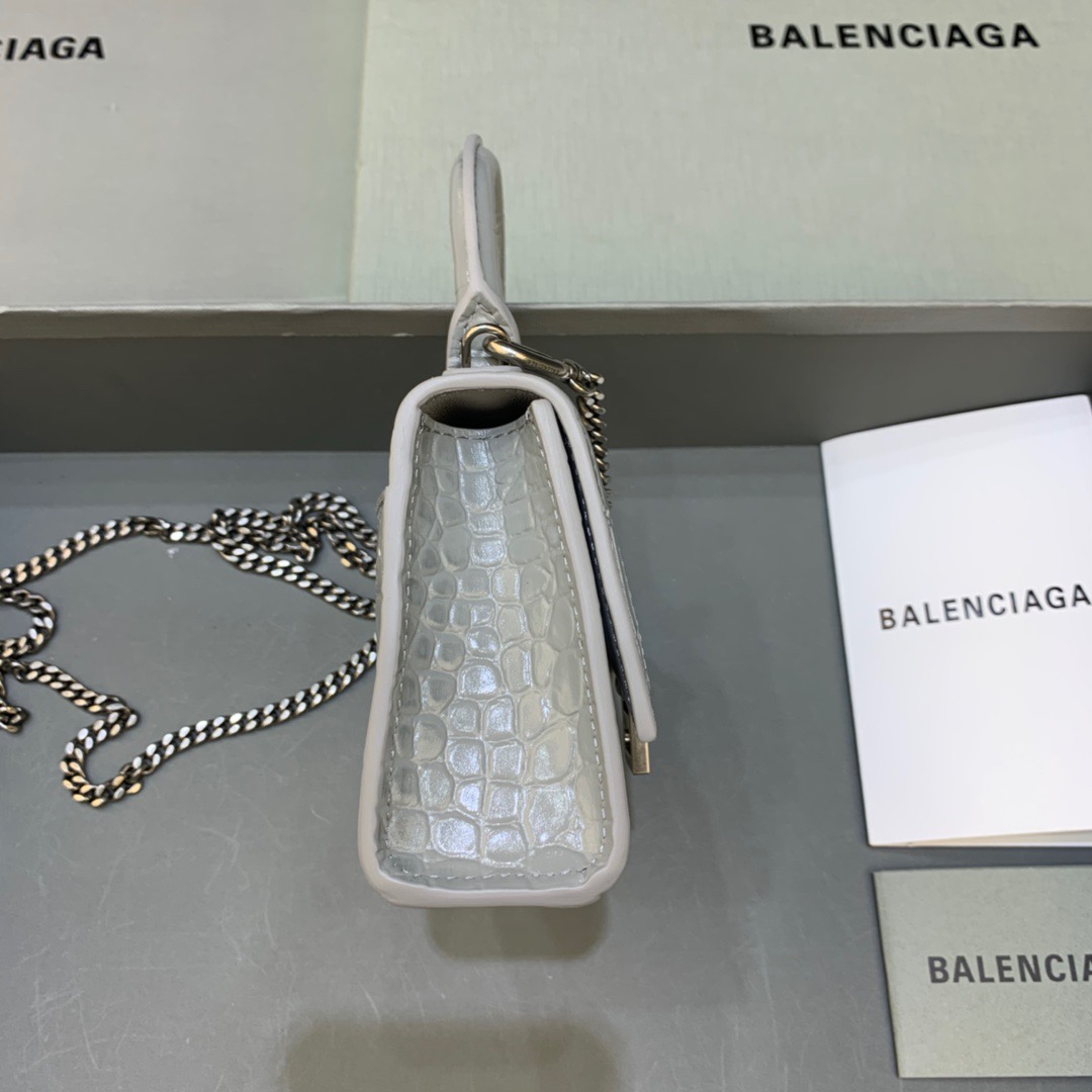 Balenciaga Hourglass Mini Handbag With Chain In Grey, For Women, Women’s Bags 4.7in/12cm