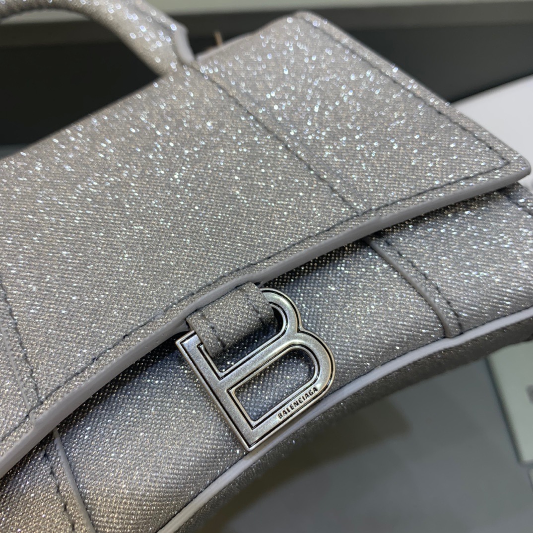 Balenciaga Hourglass Mini Handbag With Chain In Grey, For Women, Women’s Bags 4.7in/12cm