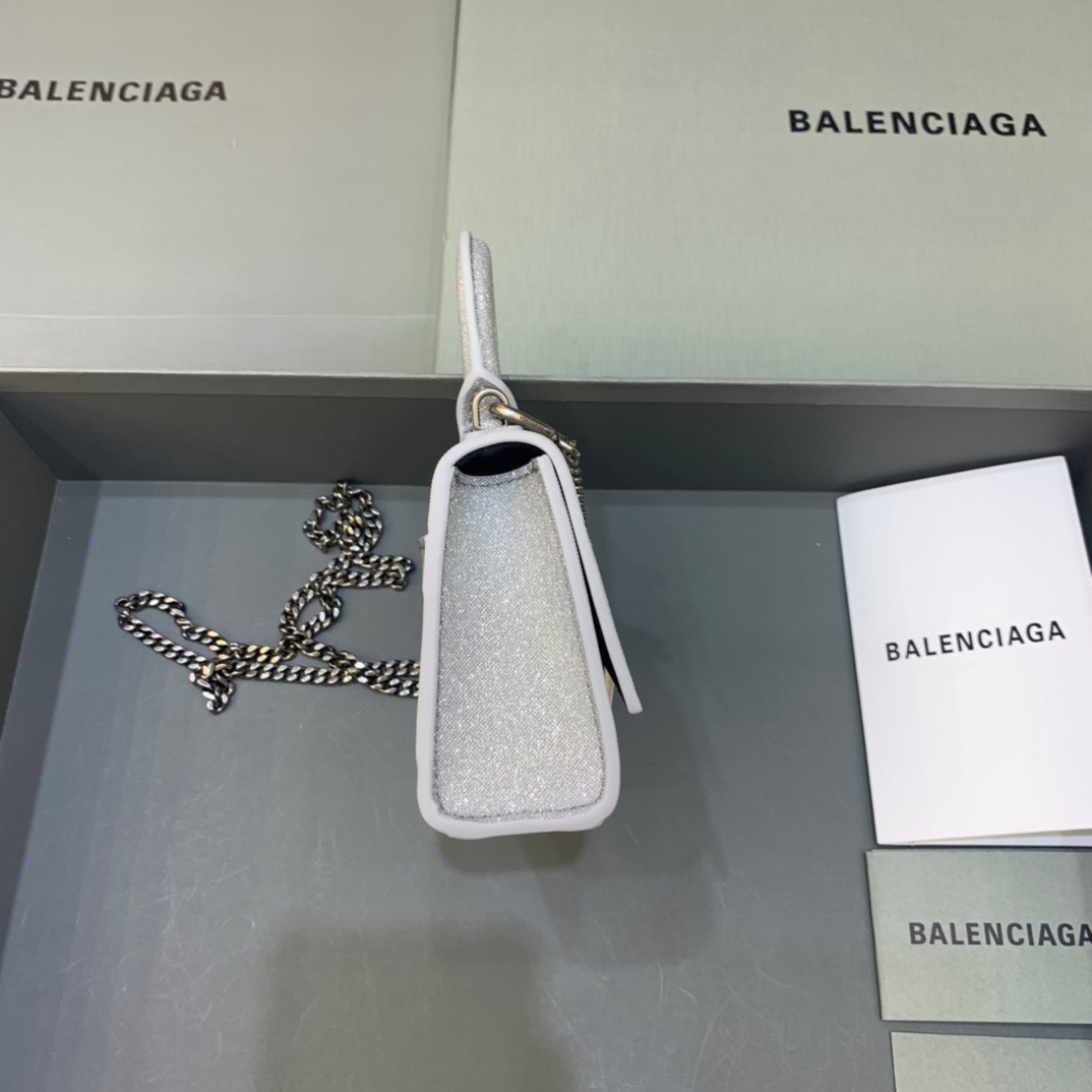 Balenciaga Hourglass Mini Handbag With Chain In Grey, For Women, Women’s Bags 4.7in/12cm