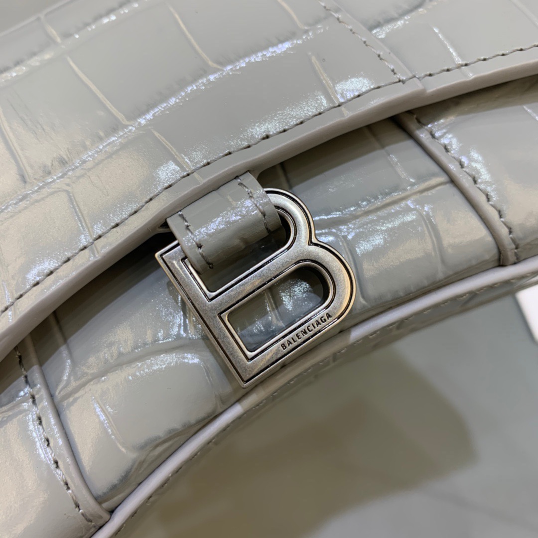 Balenciaga Hourglass Mini Handbag With Chain In Grey, For Women, Women’s Bags 4.7in/12cm
