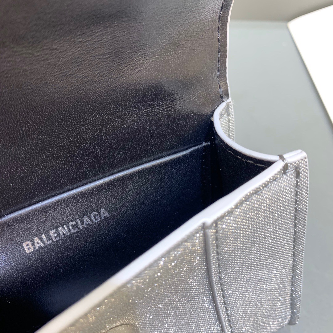 Balenciaga Hourglass Mini Handbag With Chain In Grey, For Women, Women’s Bags 4.7in/12cm