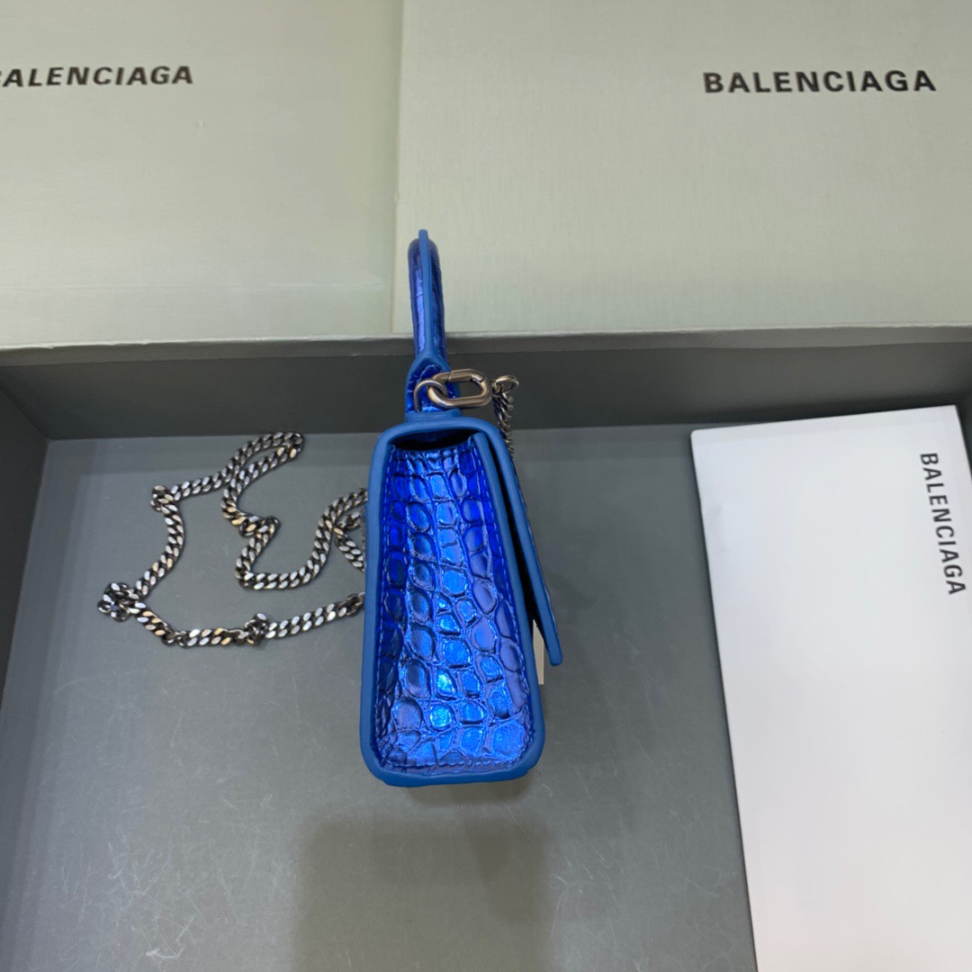 Balenciaga Hourglass Mini Handbag With Chain In Light Blue, For Women, Women’s Bags 4.7in/12cm
