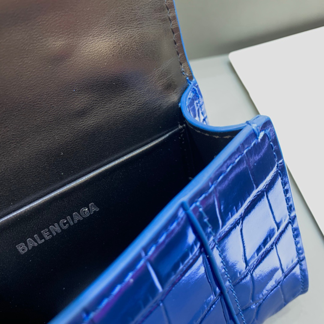 Balenciaga Hourglass Mini Handbag With Chain In Light Blue, For Women, Women’s Bags 4.7in/12cm