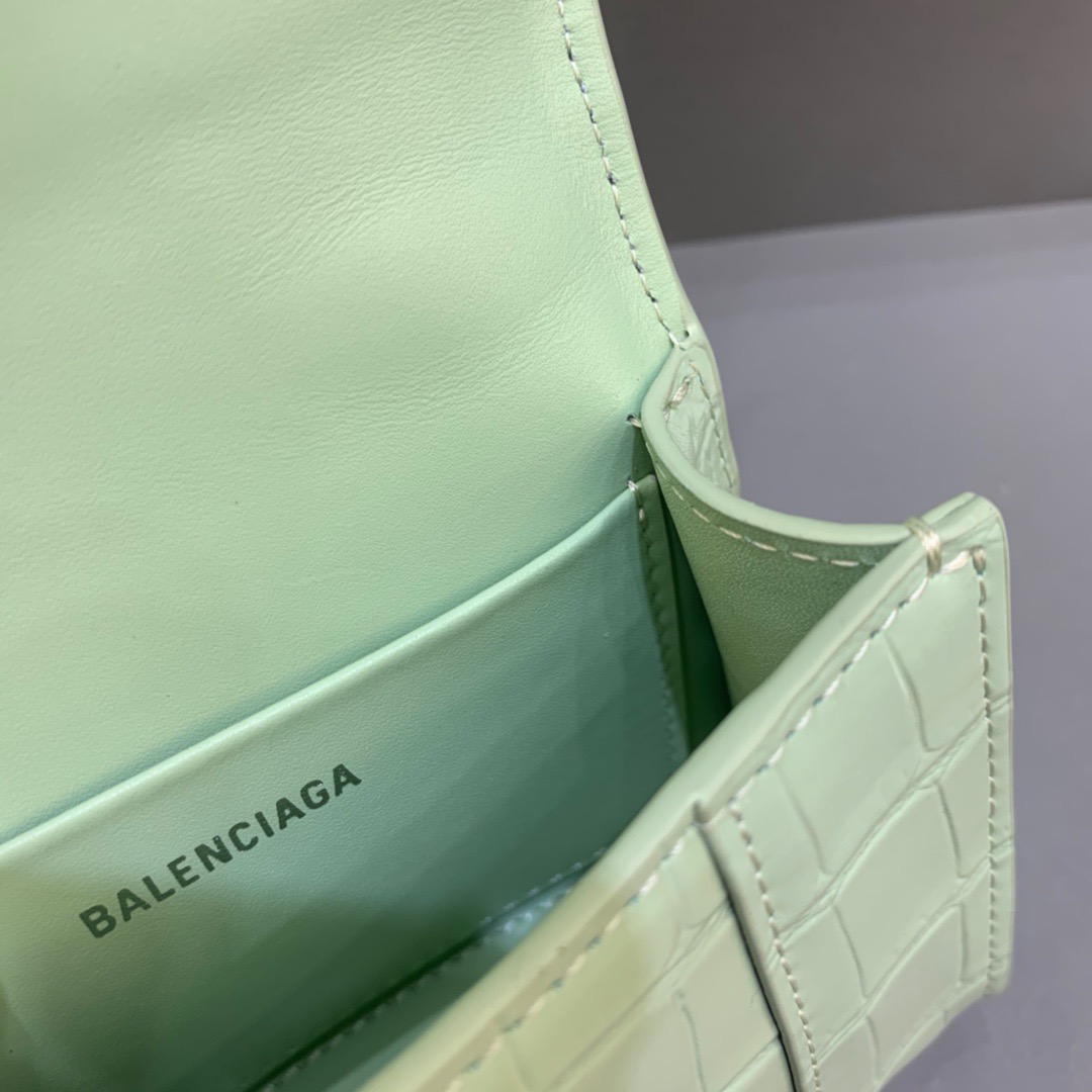 Balenciaga Hourglass Mini Handbag With Chain In Light Green, For Women, Women’s Bags 4.7in/12cm