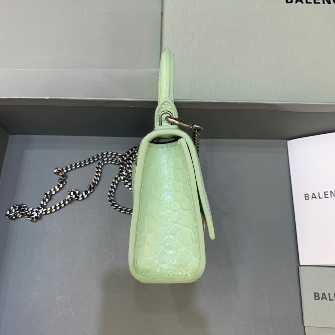 Balenciaga Hourglass Mini Handbag With Chain In Light Green, For Women, Women’s Bags 4.7in/12cm