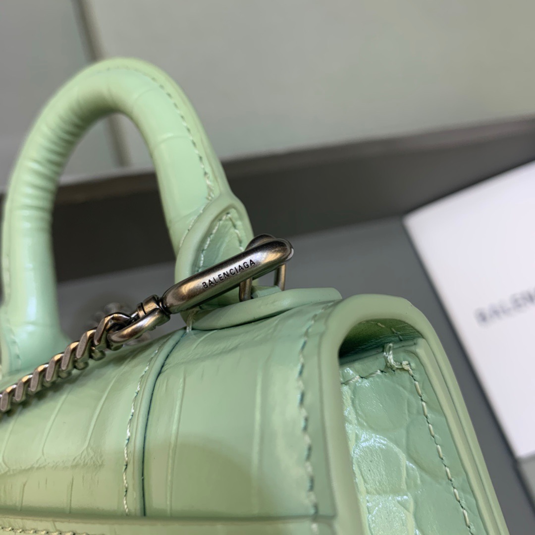 Balenciaga Hourglass Mini Handbag With Chain In Light Green, For Women, Women’s Bags 4.7in/12cm