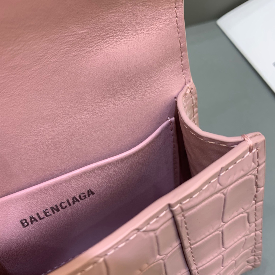 Balenciaga Hourglass Mini Handbag With Chain In Light Pink, For Women, Women’s Bags 4.7in/12cm