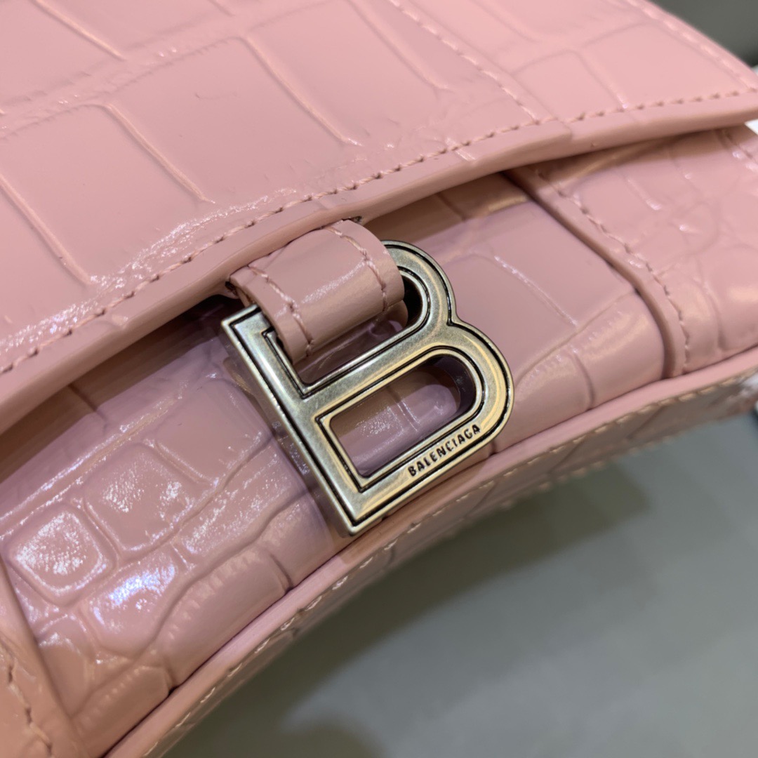 Balenciaga Hourglass Mini Handbag With Chain In Light Pink, For Women, Women’s Bags 4.7in/12cm