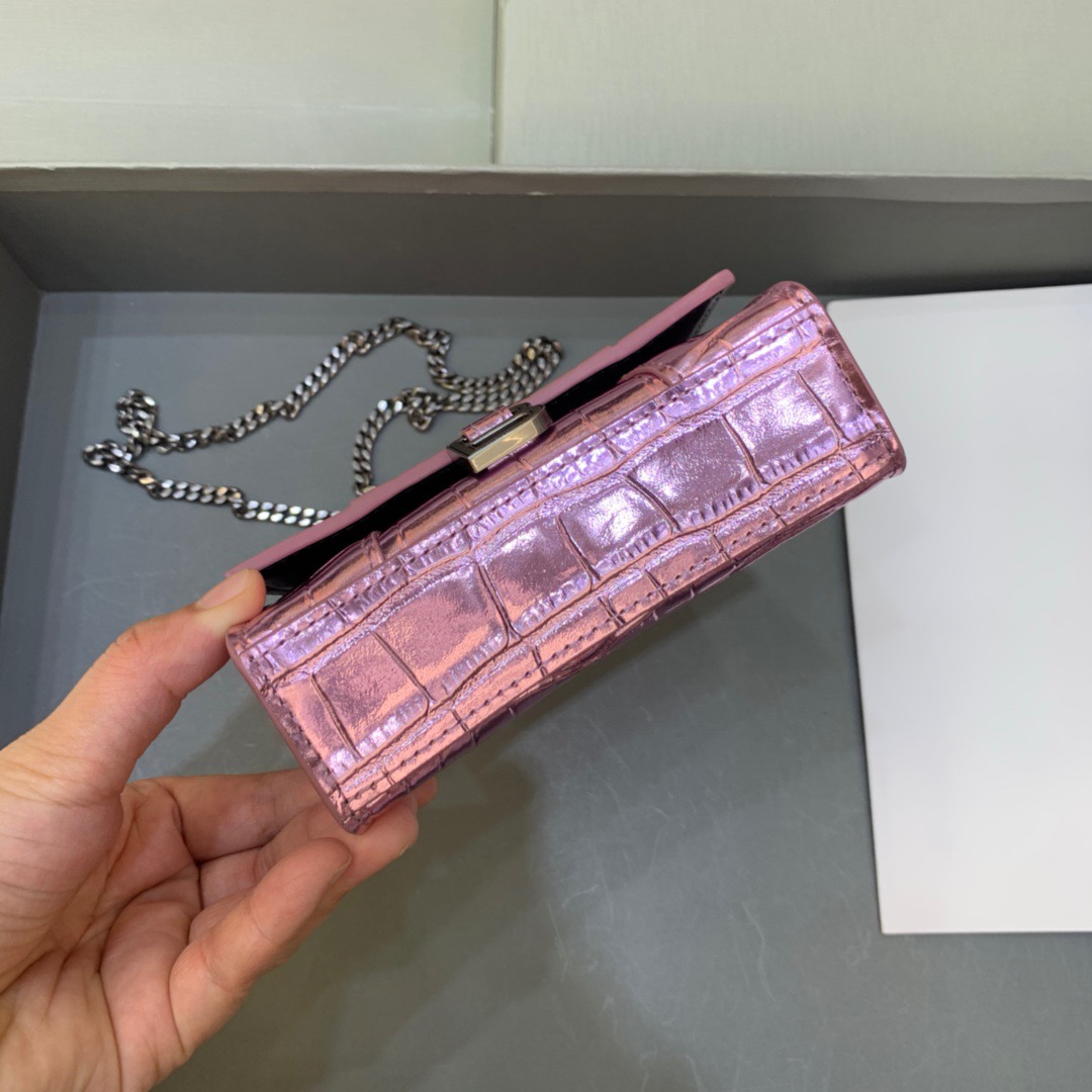 Balenciaga Hourglass Mini Handbag With Chain In Light Pink, For Women, Women’s Bags 4.7in/12cm