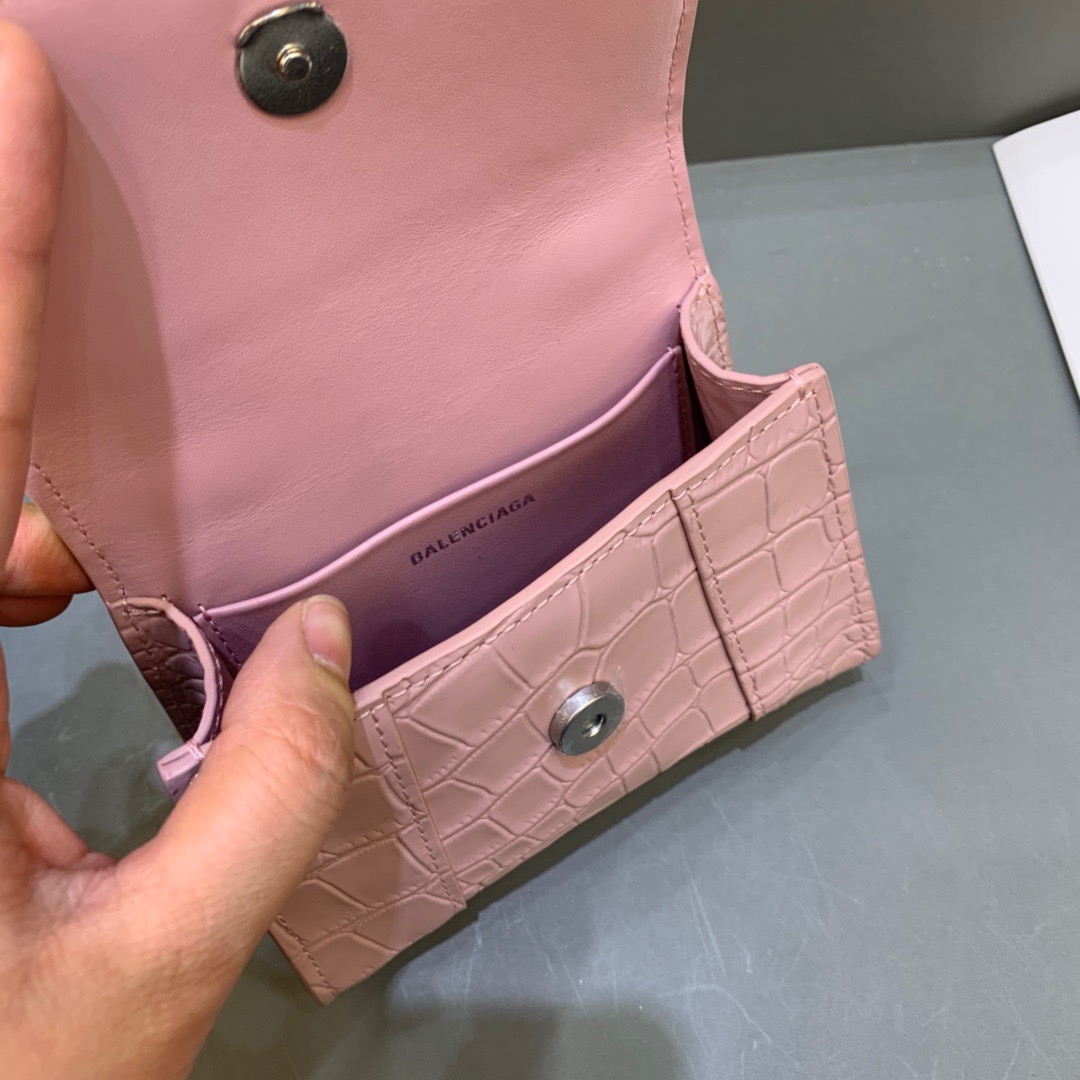 Balenciaga Hourglass Mini Handbag With Chain In Light Pink, For Women, Women’s Bags 4.7in/12cm