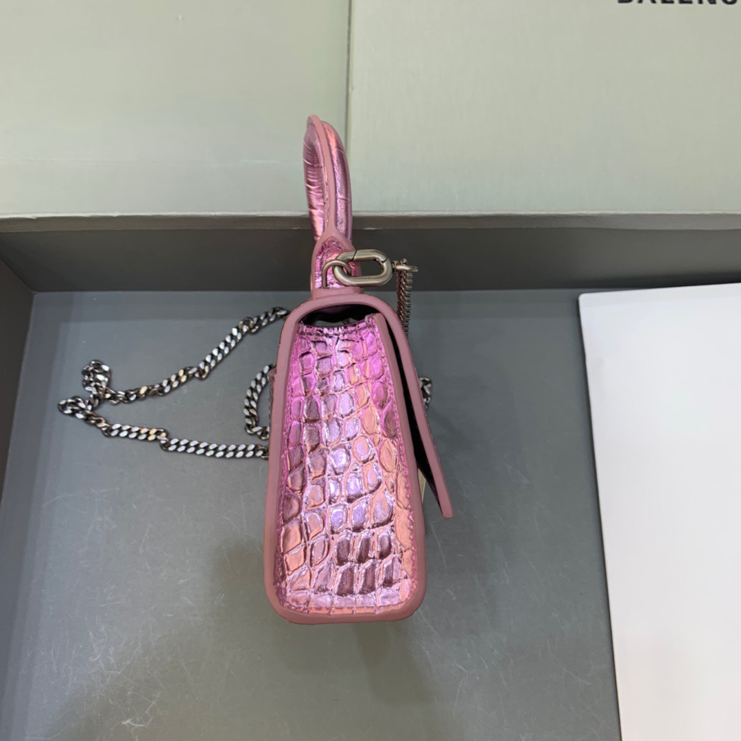 Balenciaga Hourglass Mini Handbag With Chain In Light Pink, For Women, Women’s Bags 4.7in/12cm