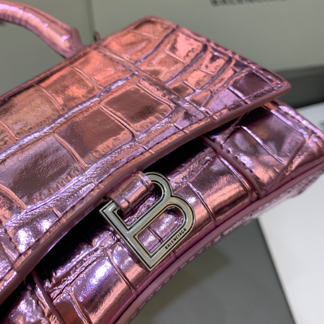 Balenciaga Hourglass Mini Handbag With Chain In Light Pink, For Women, Women’s Bags 4.7in/12cm