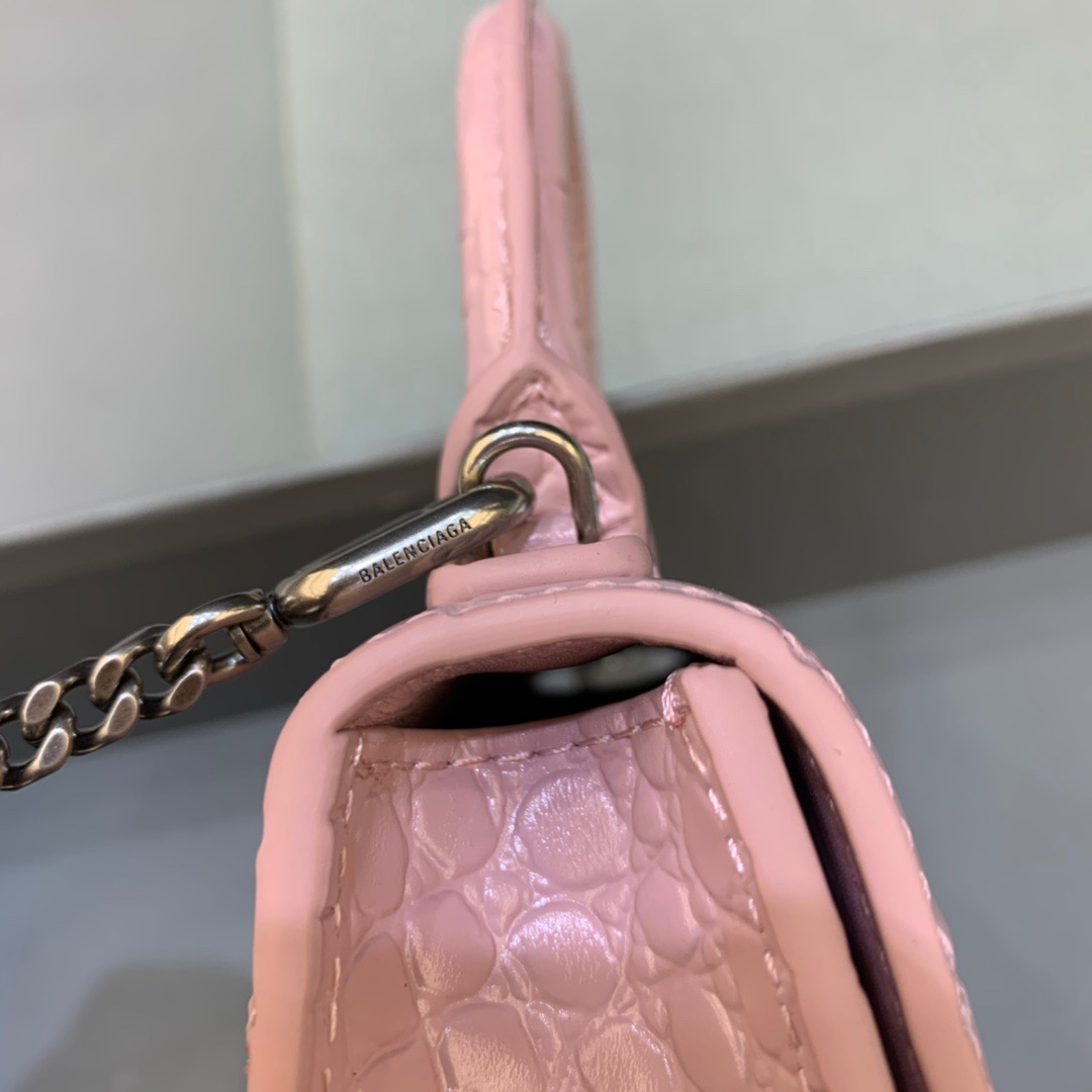 Balenciaga Hourglass Mini Handbag With Chain In Light Pink, For Women, Women’s Bags 4.7in/12cm