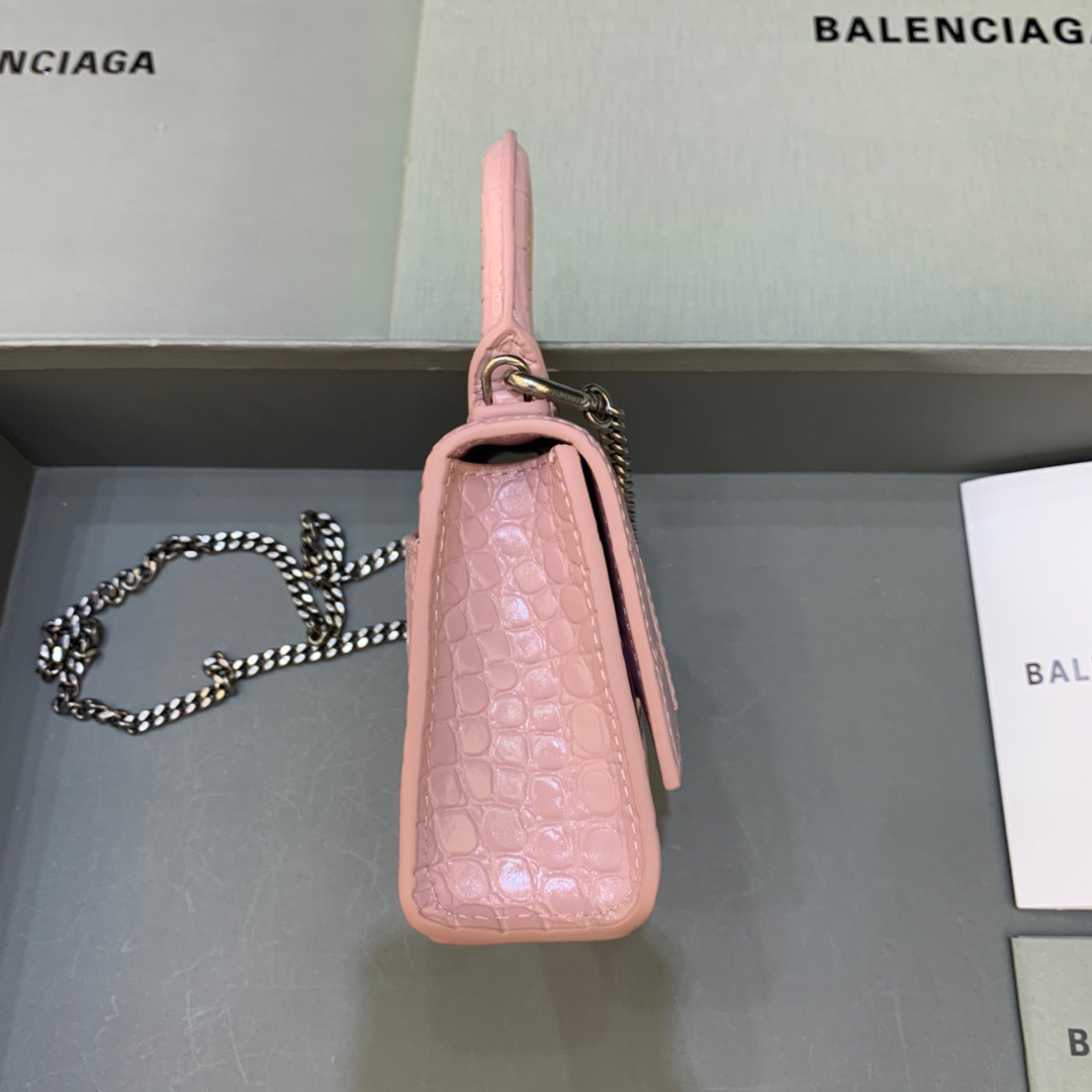Balenciaga Hourglass Mini Handbag With Chain In Light Pink, For Women, Women’s Bags 4.7in/12cm