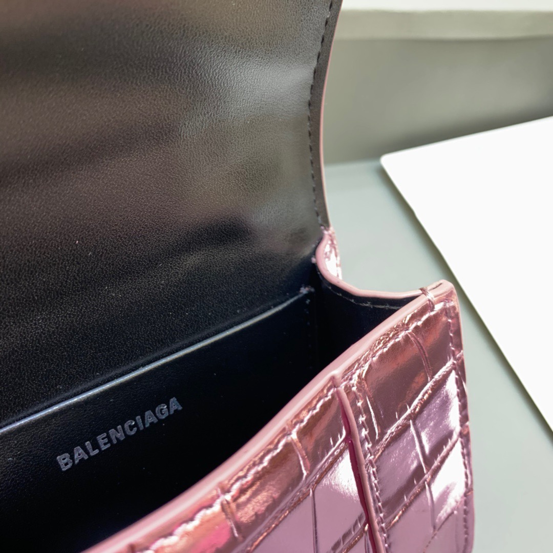Balenciaga Hourglass Mini Handbag With Chain In Light Pink, For Women, Women’s Bags 4.7in/12cm
