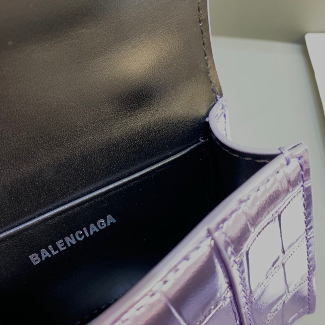 Balenciaga Hourglass Mini Handbag With Chain In Light Violet, For Women, Women’s Bags 4.7in/12cm