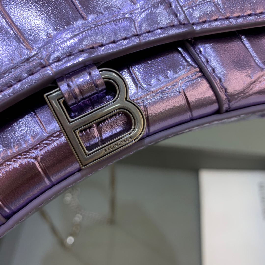 Balenciaga Hourglass Mini Handbag With Chain In Light Violet, For Women, Women’s Bags 4.7in/12cm