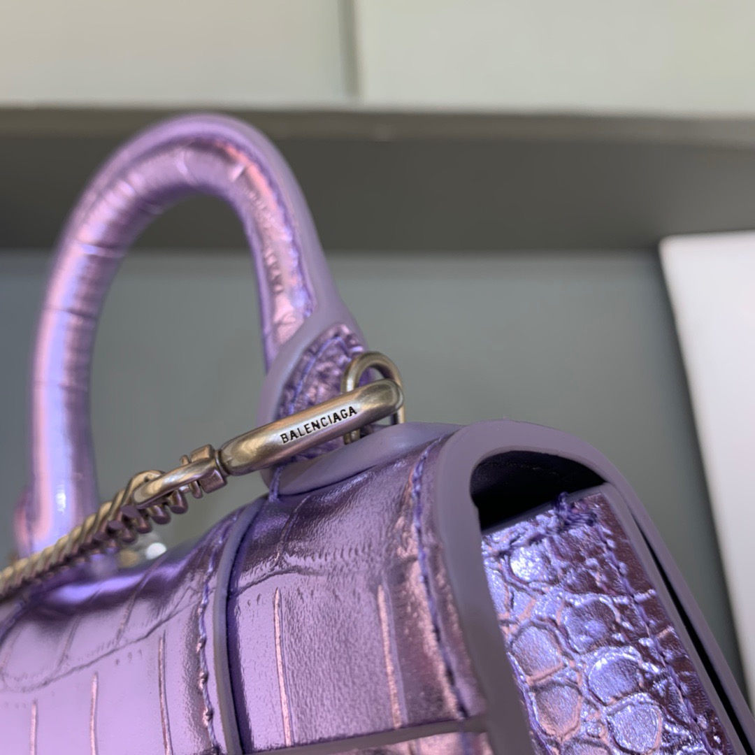 Balenciaga Hourglass Mini Handbag With Chain In Light Violet, For Women, Women’s Bags 4.7in/12cm