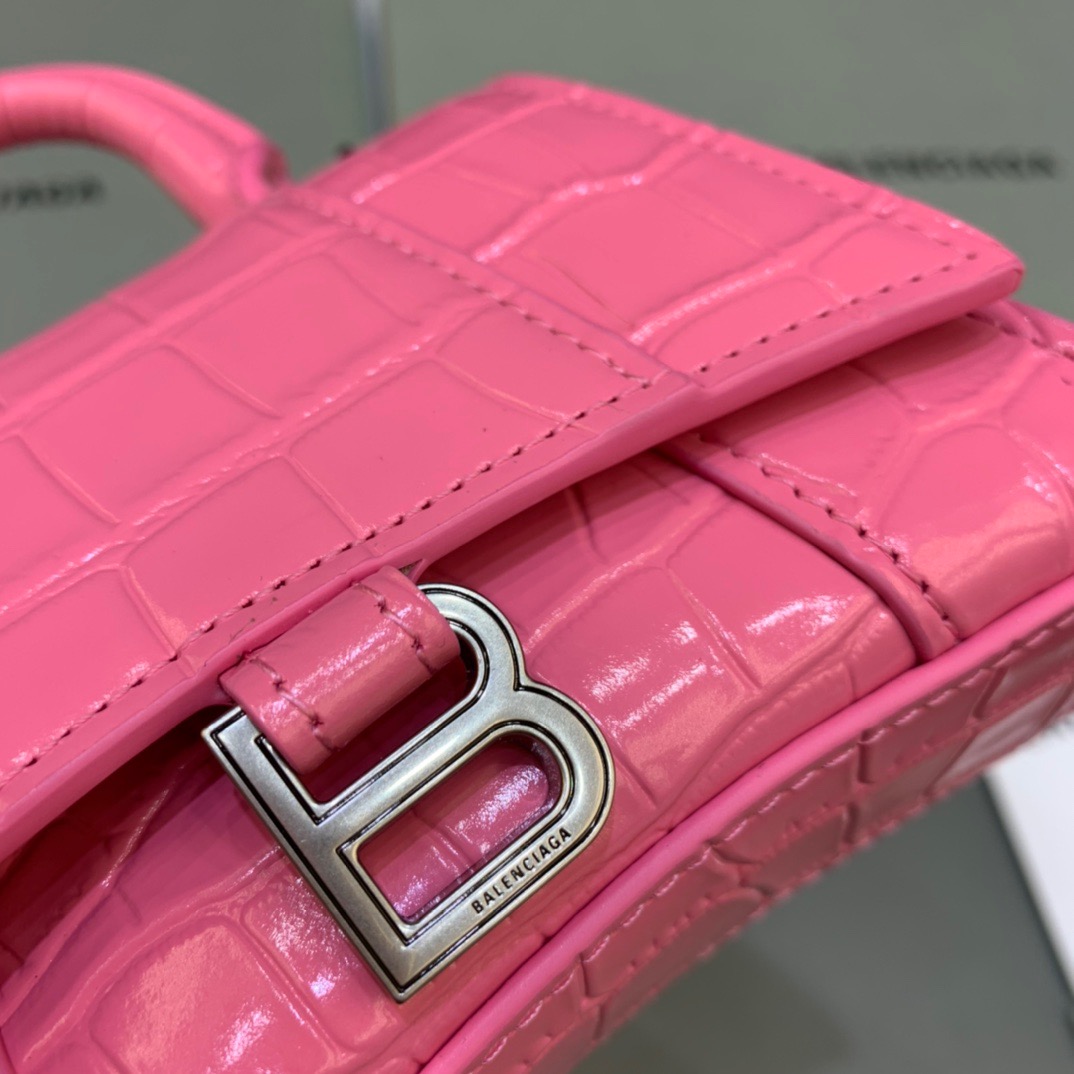 Balenciaga Hourglass Mini Handbag With Chain In Pink, For Women, Women’s Bags 4.7in/12cm