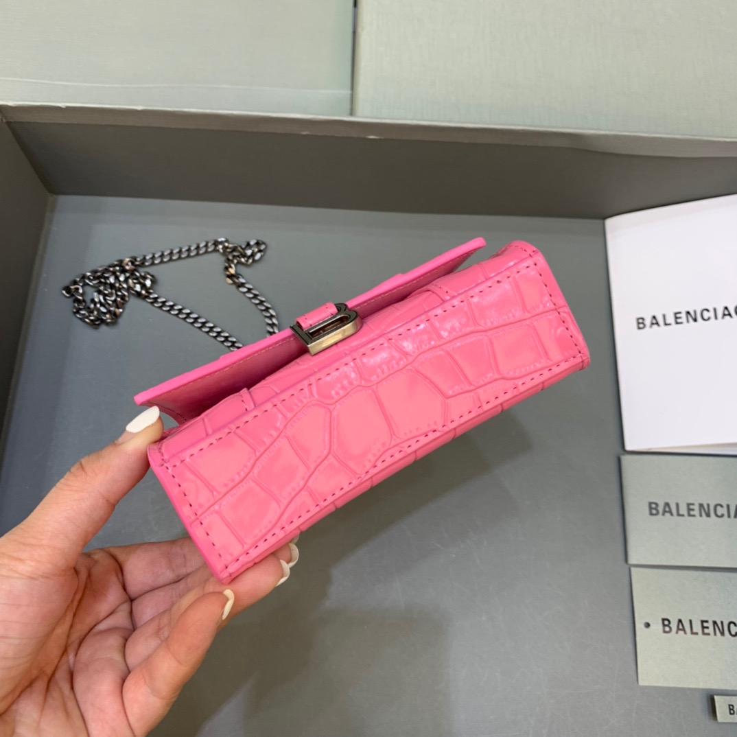Balenciaga Hourglass Mini Handbag With Chain In Pink, For Women, Women’s Bags 4.7in/12cm