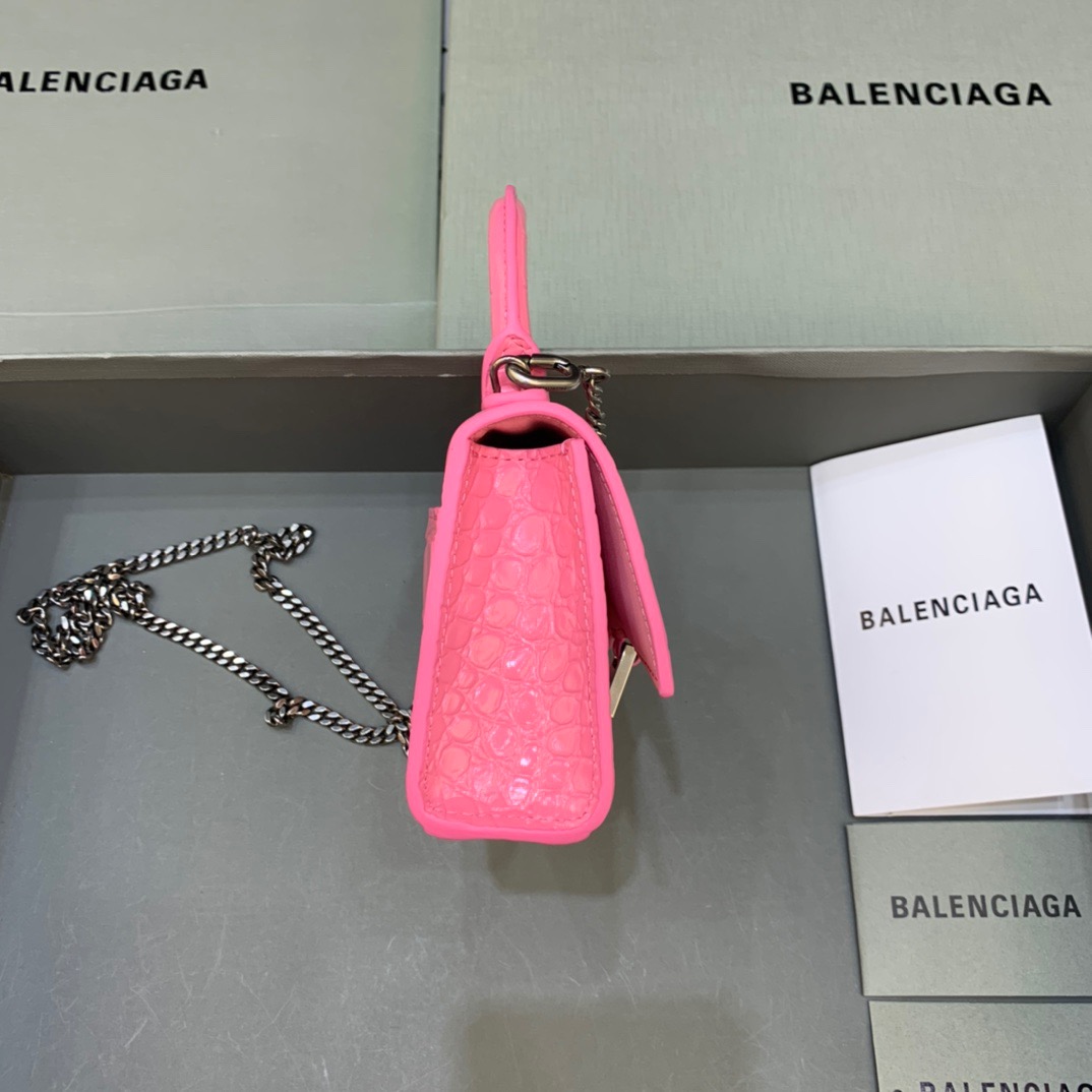 Balenciaga Hourglass Mini Handbag With Chain In Pink, For Women, Women’s Bags 4.7in/12cm