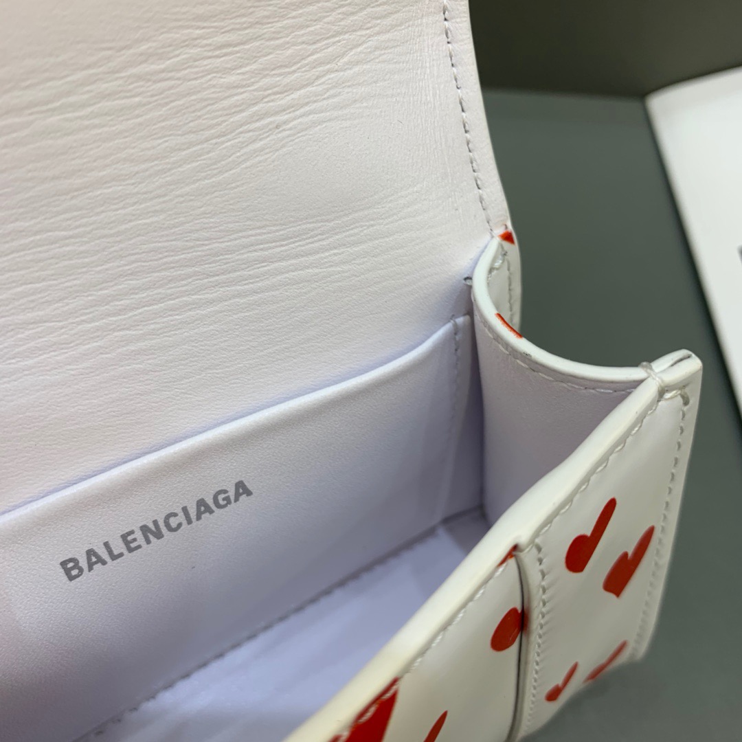 Balenciaga Hourglass Mini Handbag With Chain In Red And White, For Women, Women’s Bags 4.7in/12cm