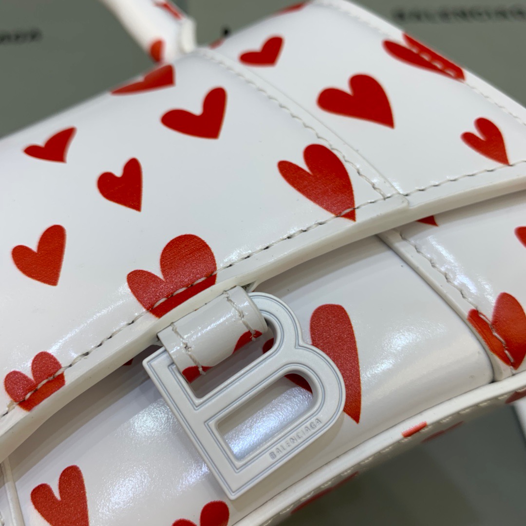 Balenciaga Hourglass Mini Handbag With Chain In Red And White, For Women, Women’s Bags 4.7in/12cm