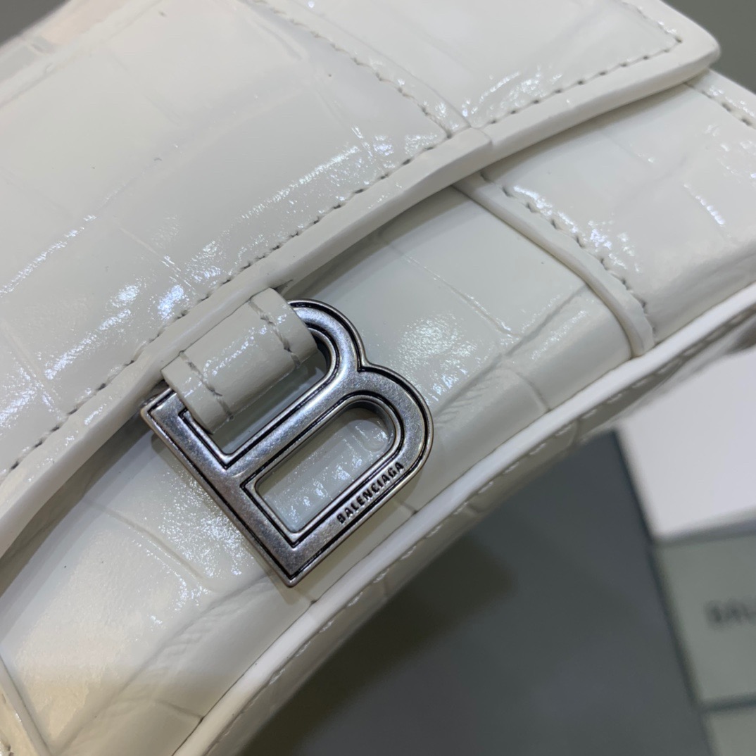 Balenciaga Hourglass Mini Handbag With Chain In White, For Women, Women’s Bags 4.7in/12cm