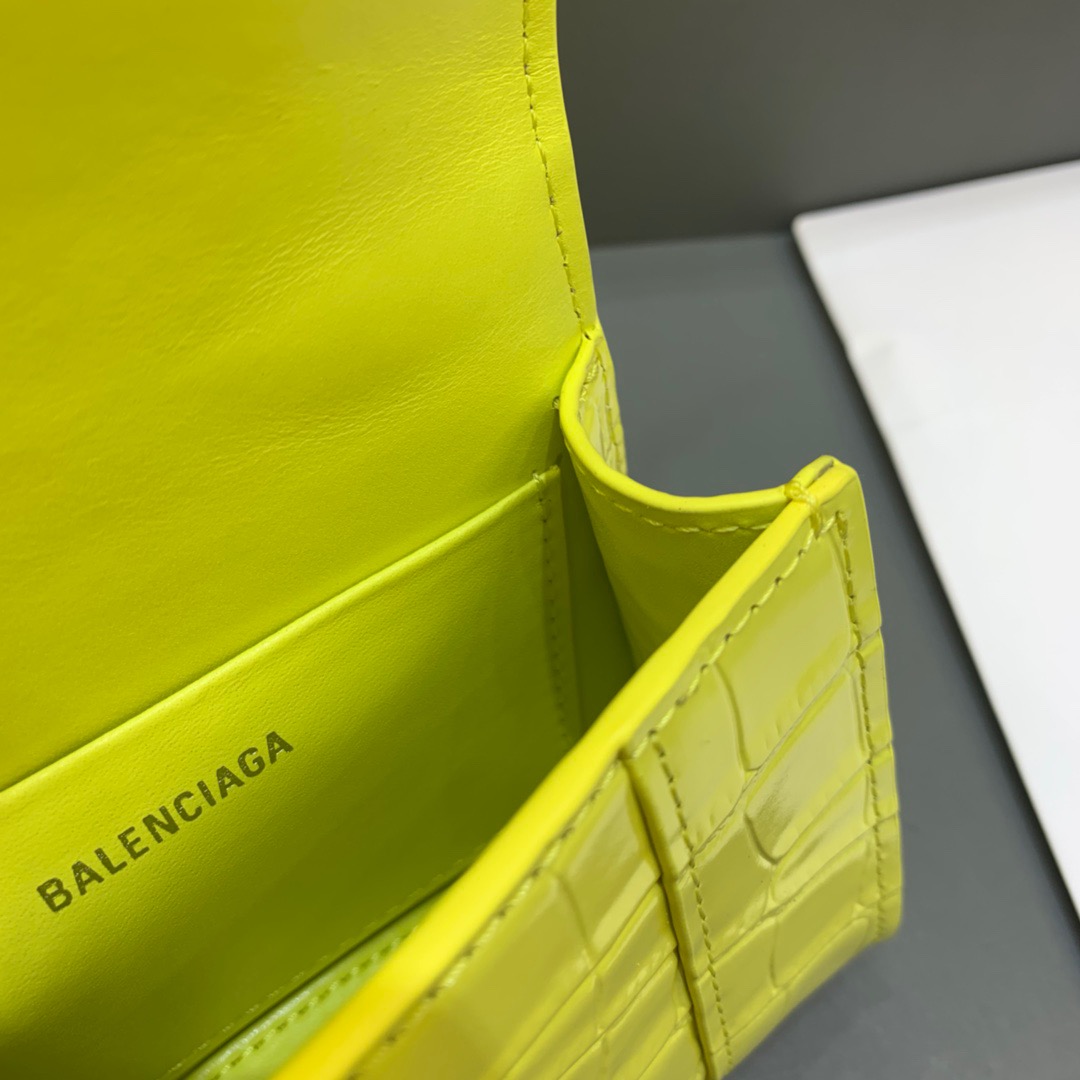 Balenciaga Hourglass Mini Handbag With Chain In Yellow, For Women, Women’s Bags 4.7in/12cm