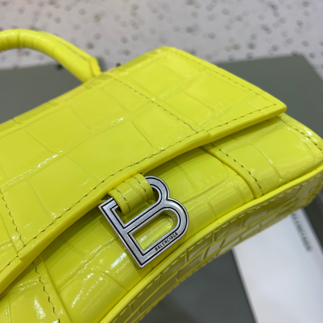 Balenciaga Hourglass Mini Handbag With Chain In Yellow, For Women, Women’s Bags 4.7in/12cm
