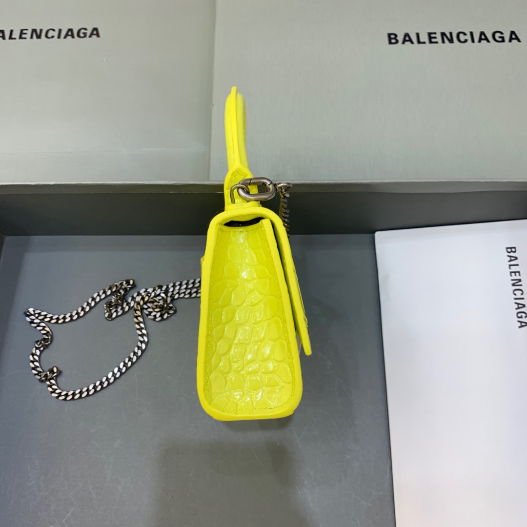 Balenciaga Hourglass Mini Handbag With Chain In Yellow, For Women, Women’s Bags 4.7in/12cm