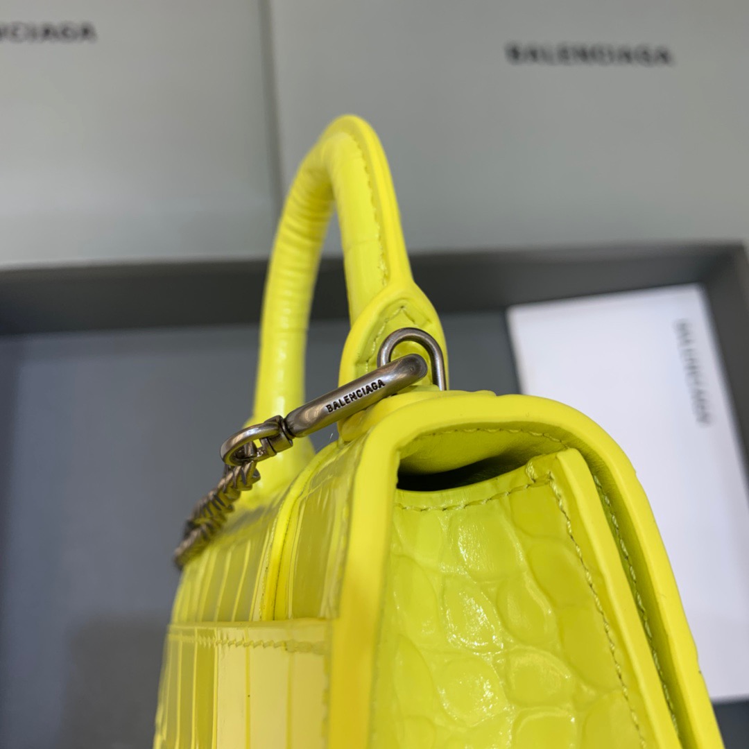 Balenciaga Hourglass Mini Handbag With Chain In Yellow, For Women, Women’s Bags 4.7in/12cm