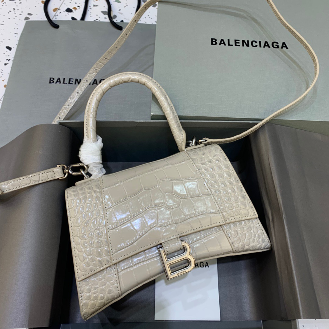 Balenciaga Hourglass Small Handbag In Beige, For Women, Women’s Bags 9in/23cm