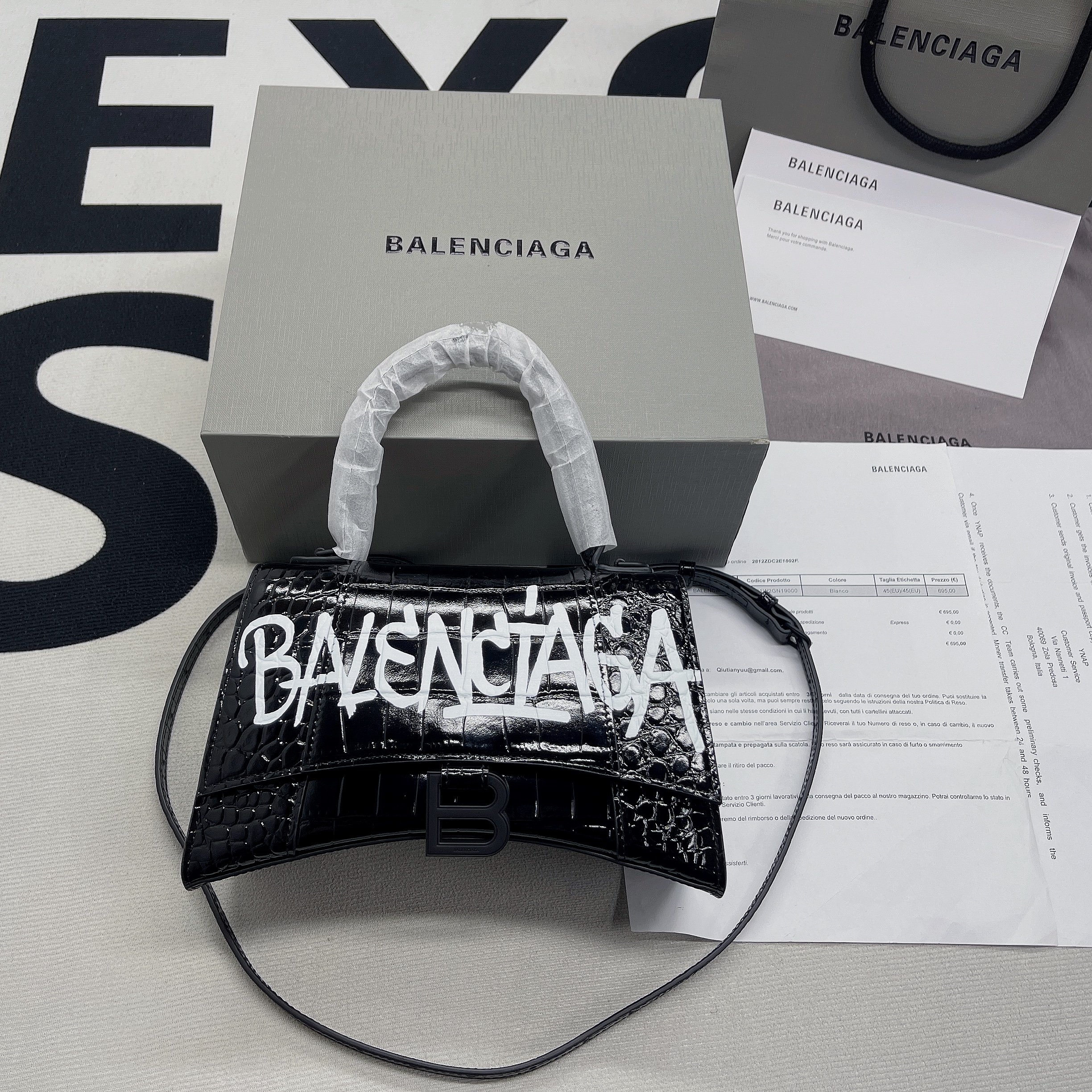 Balenciaga Hourglass Small Handbag In Black, For Women, Women’s Bags 9in/23cm