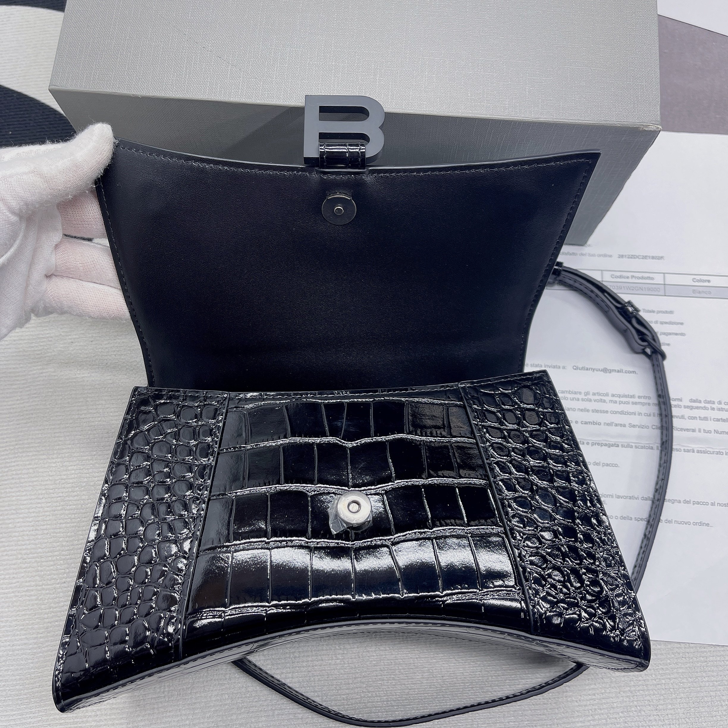 Balenciaga Hourglass Small Handbag In Black, For Women, Women’s Bags 9in/23cm