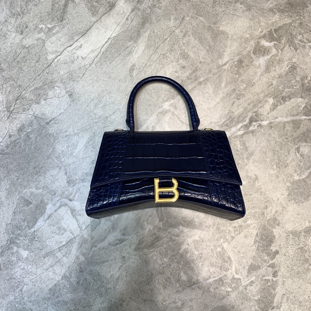 Balenciaga Hourglass Small Handbag In Dark Blue, For Women, Women’s Bags 9in/23cm 5935461LRG