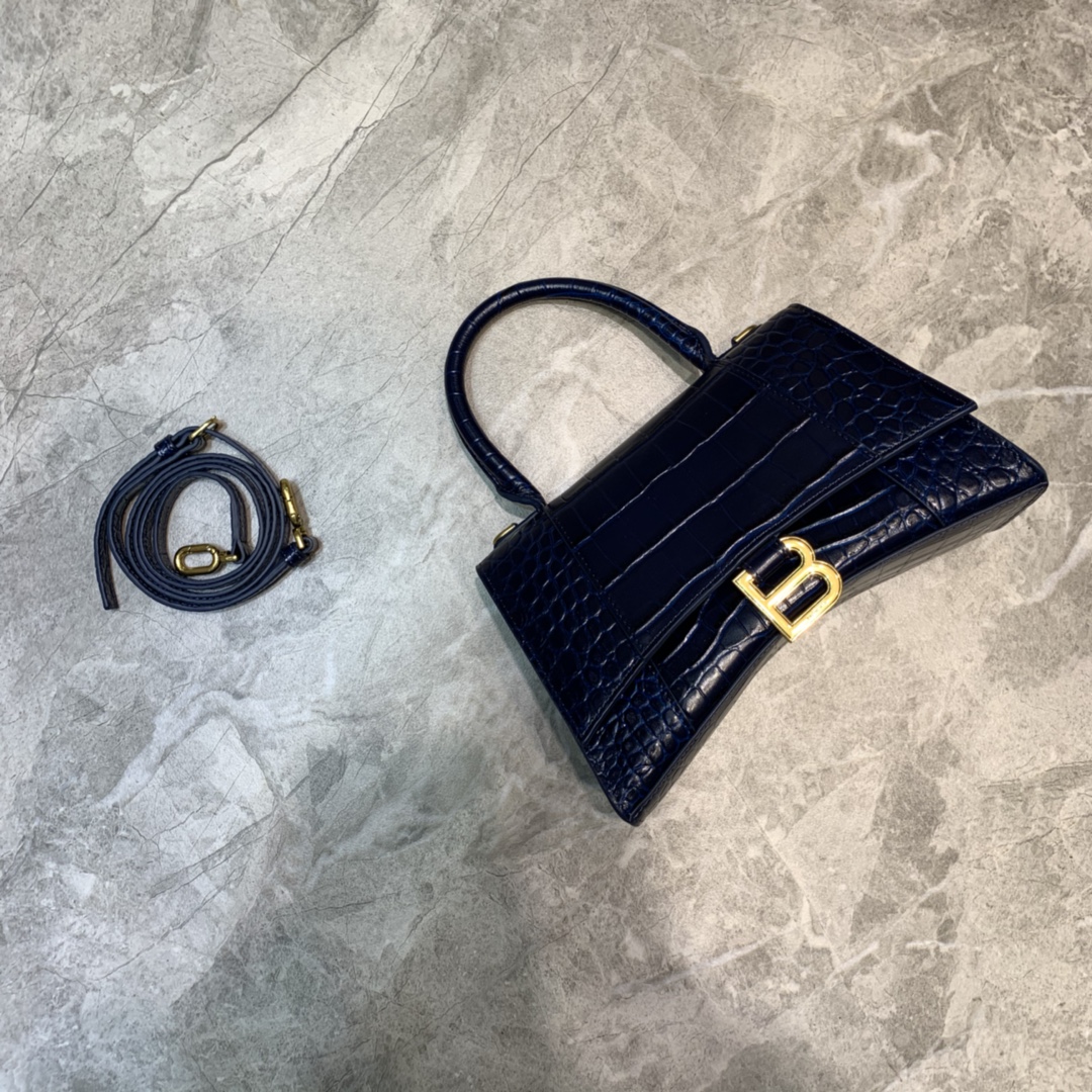 Balenciaga Hourglass Small Handbag In Dark Blue, For Women, Women’s Bags 9in/23cm 5935461LRG