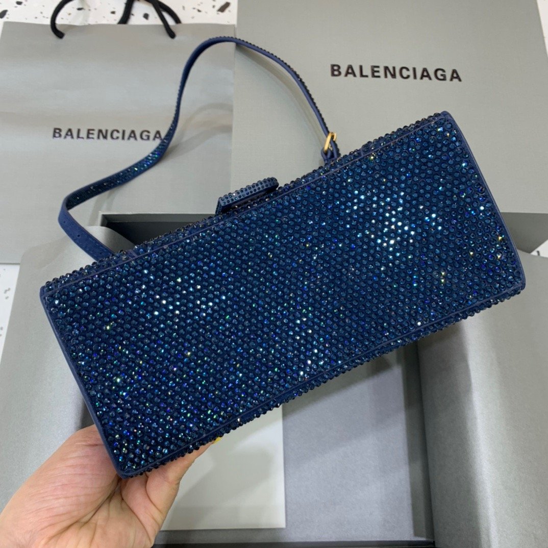 Balenciaga Hourglass Small Handbag In Dark Blue, For Women, Women’s Bags 9in/23cm