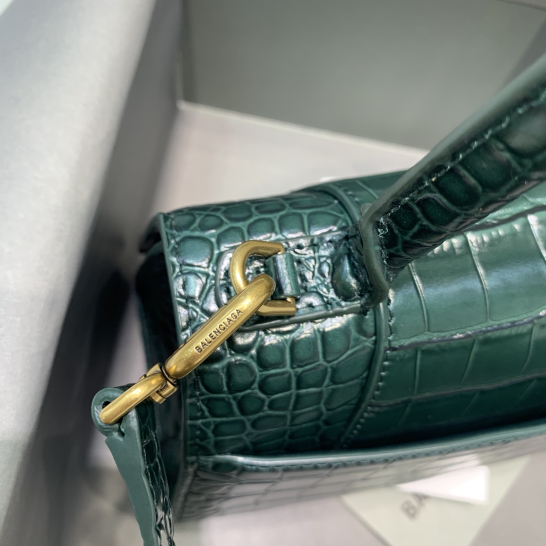 Balenciaga Hourglass Small Handbag In Dark Green, For Women, Women’s Bags 9in/23cm
