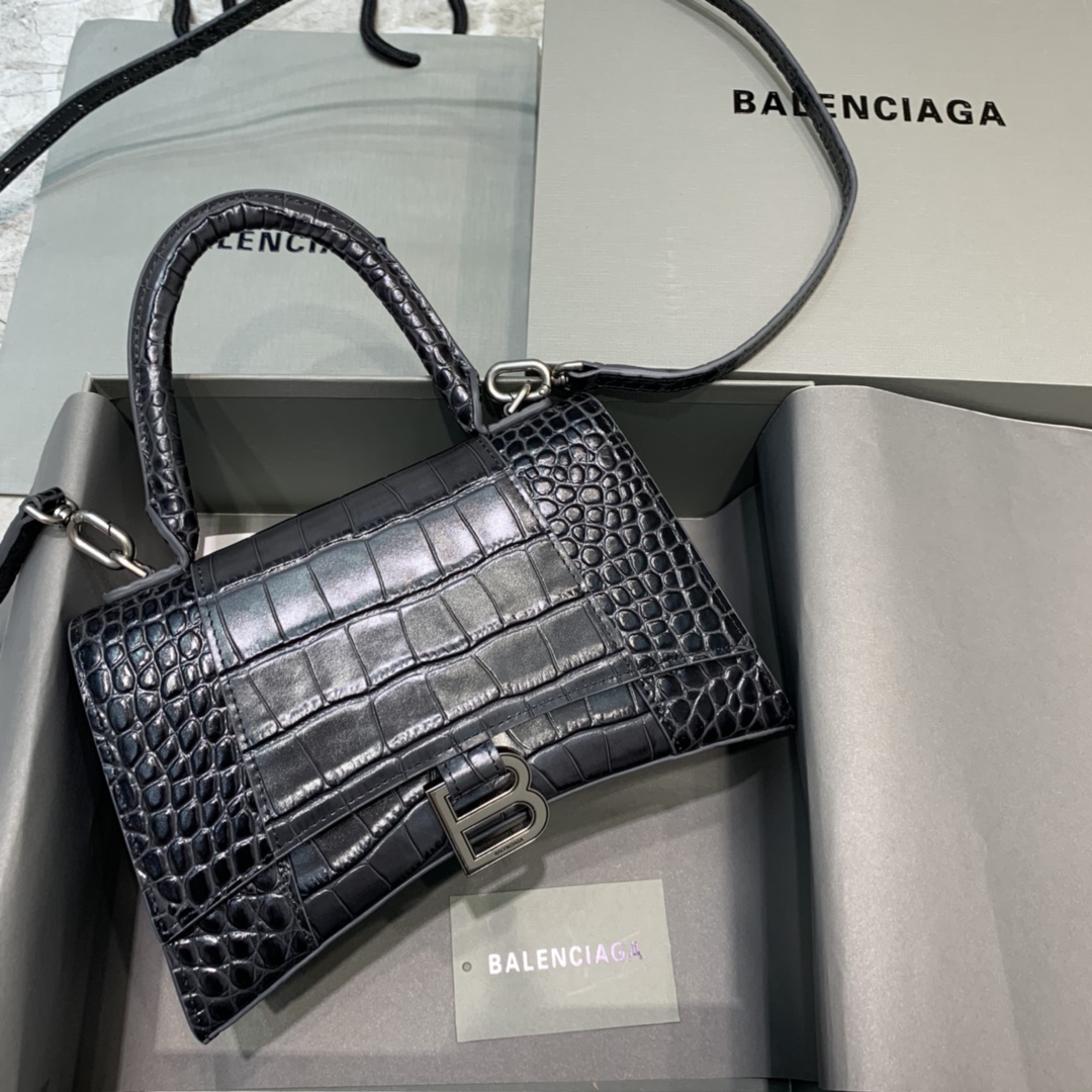 Balenciaga Hourglass Small Handbag In Dark Grey, For Women, Women’s Bags 9in/23cm 5935461LR6Y1309