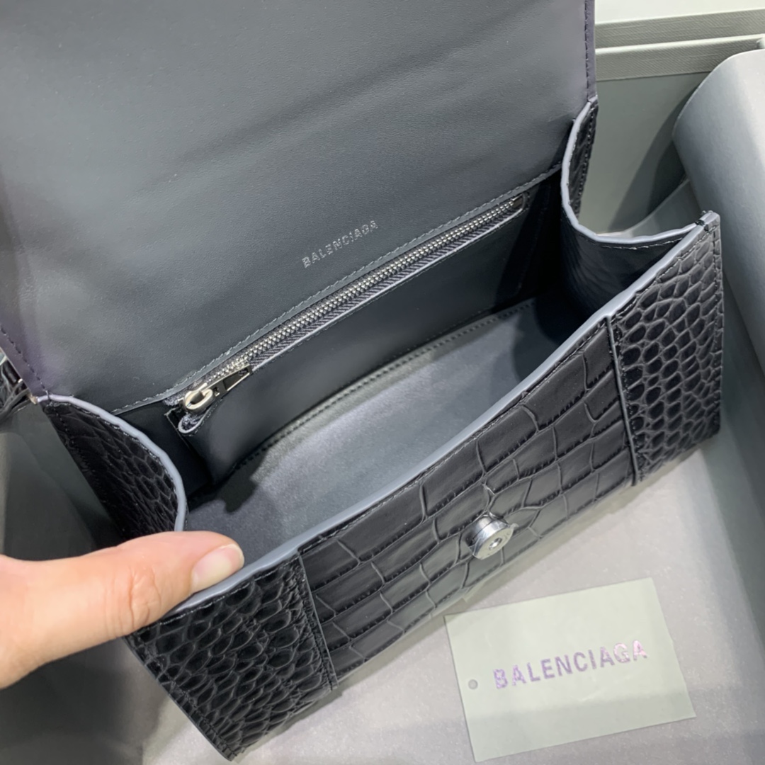 Balenciaga Hourglass Small Handbag In Dark Grey, For Women, Women’s Bags 9in/23cm 5935461LR6Y1309