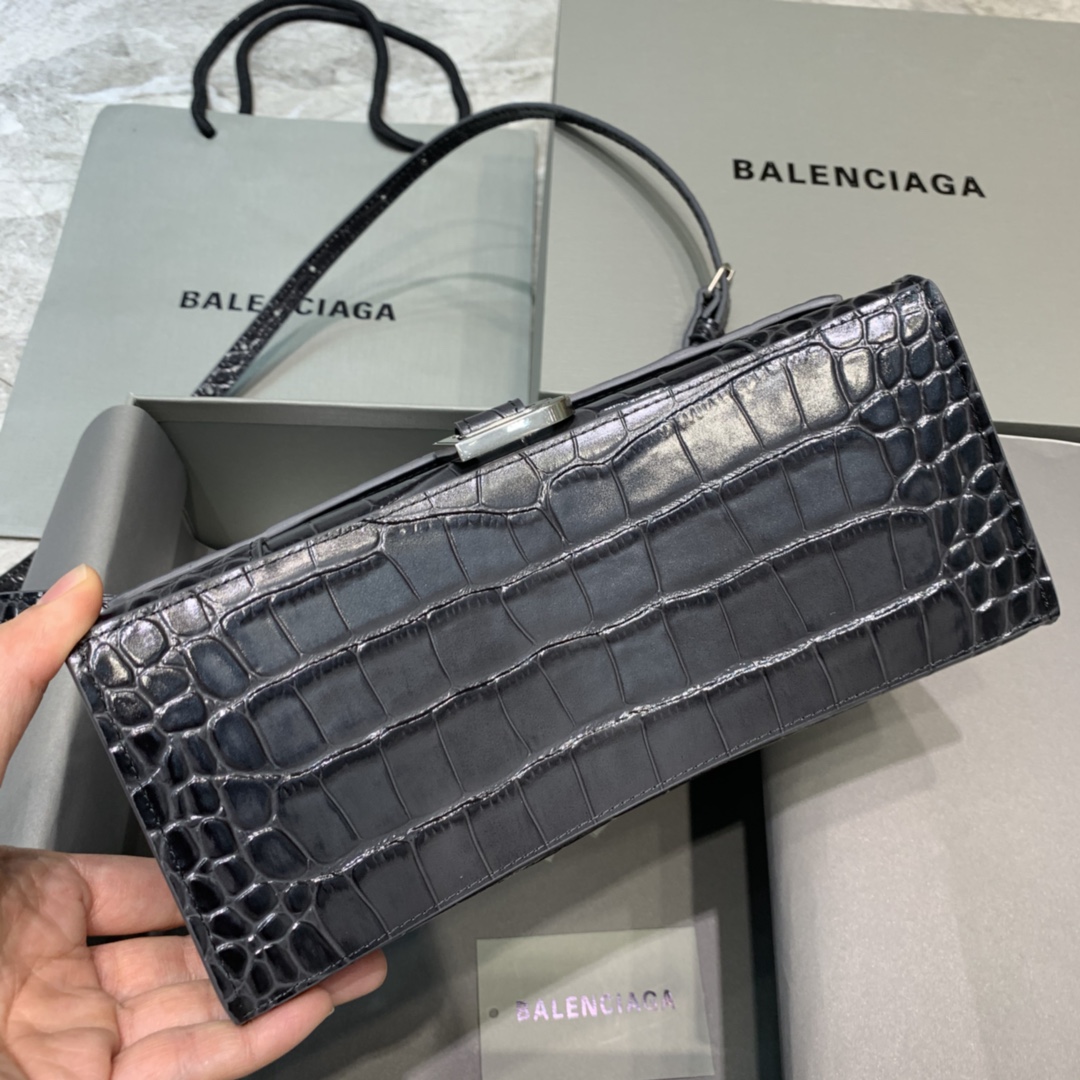 Balenciaga Hourglass Small Handbag In Dark Grey, For Women, Women’s Bags 9in/23cm 5935461LR6Y1309