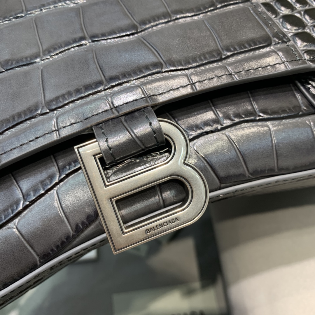 Balenciaga Hourglass Small Handbag In Dark Grey, For Women, Women’s Bags 9in/23cm 5935461LR6Y1309