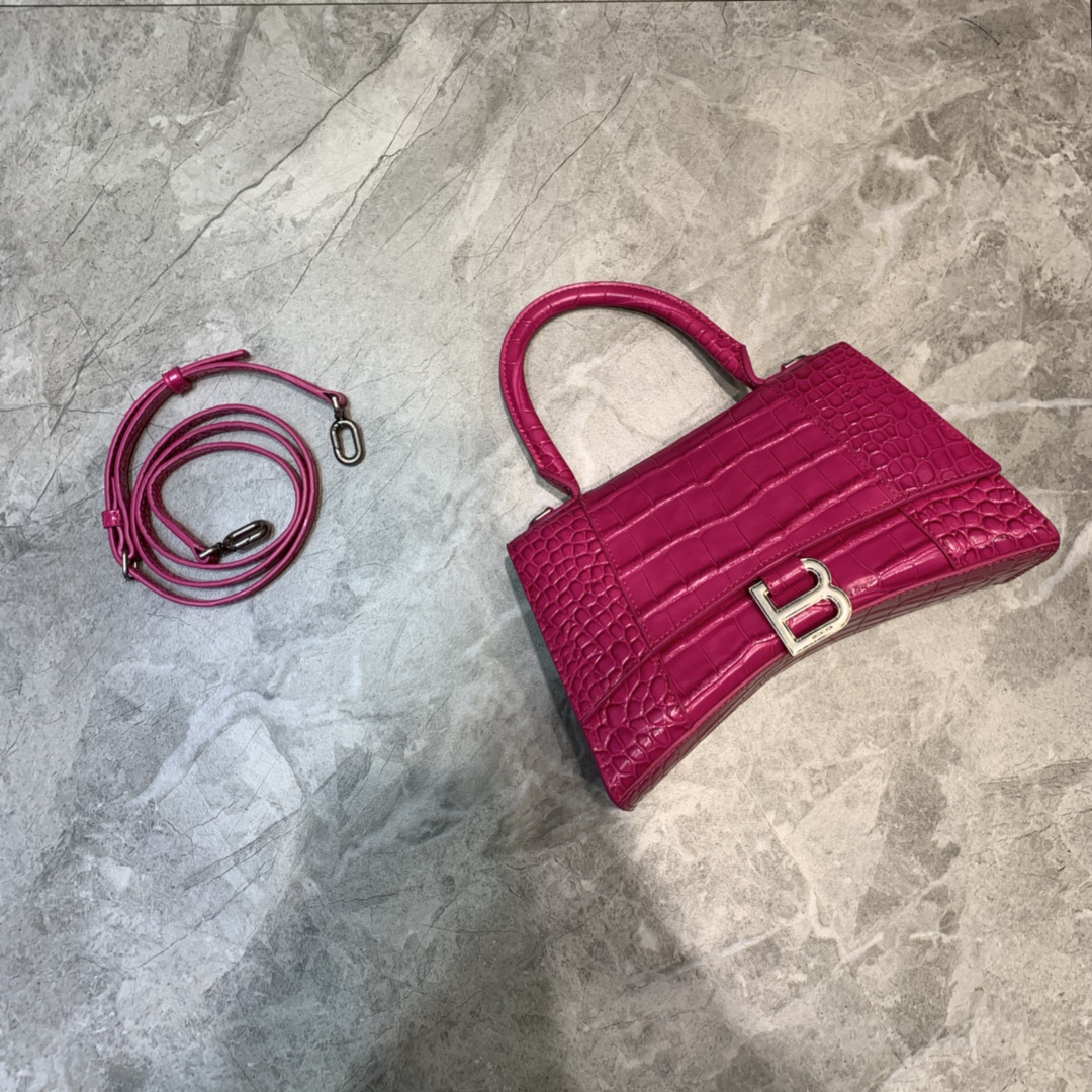 Balenciaga Hourglass Small Handbag In Dark Pink, For Women, Women’s Bags 9in/23cm