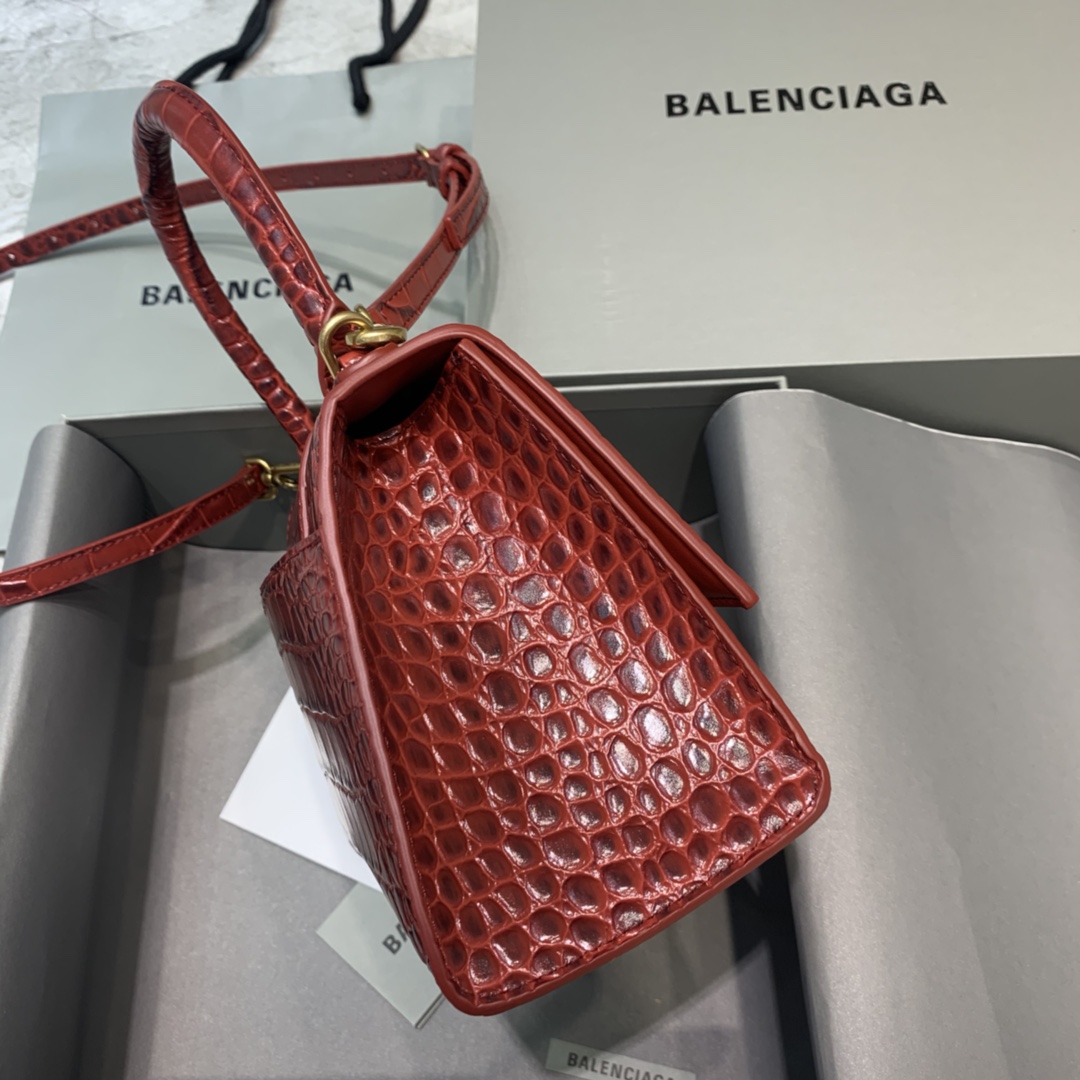 Balenciaga Hourglass Small Handbag In Dark Red, For Women, Women’s Bags 9in/23cm 5935461LRG