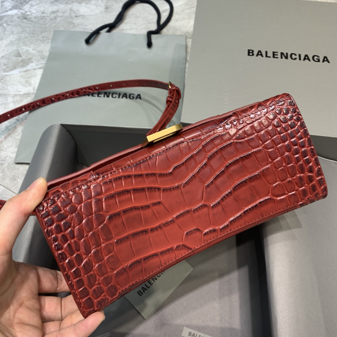 Balenciaga Hourglass Small Handbag In Dark Red, For Women, Women’s Bags 9in/23cm 5935461LRG