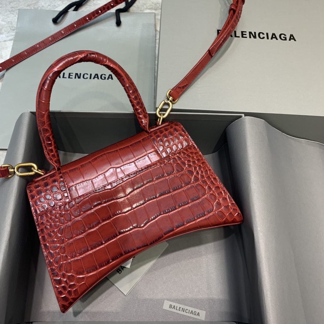 Balenciaga Hourglass Small Handbag In Dark Red, For Women, Women’s Bags 9in/23cm 5935461LRG